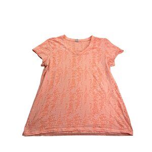 Under Armour Womens Heat Gear Burnour T-Shirt Size XL Fitted Peach V-Neck